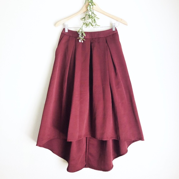 Express Dresses & Skirts - Express Hi Lo Pleated Maroon Midi Skirt NWT 2